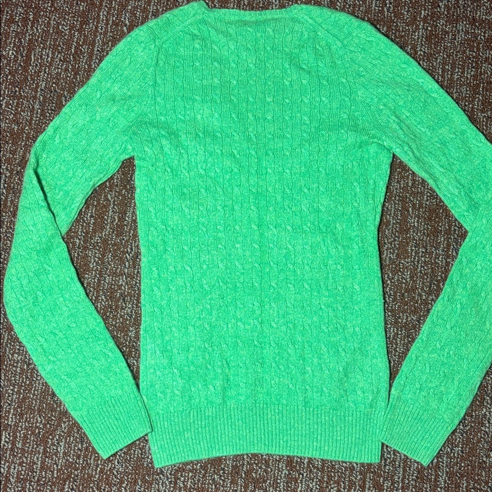 J. Crew Vibrant Green Women's cashmere Sweater soft long sleeve cable knit small - Picture 6 of 10